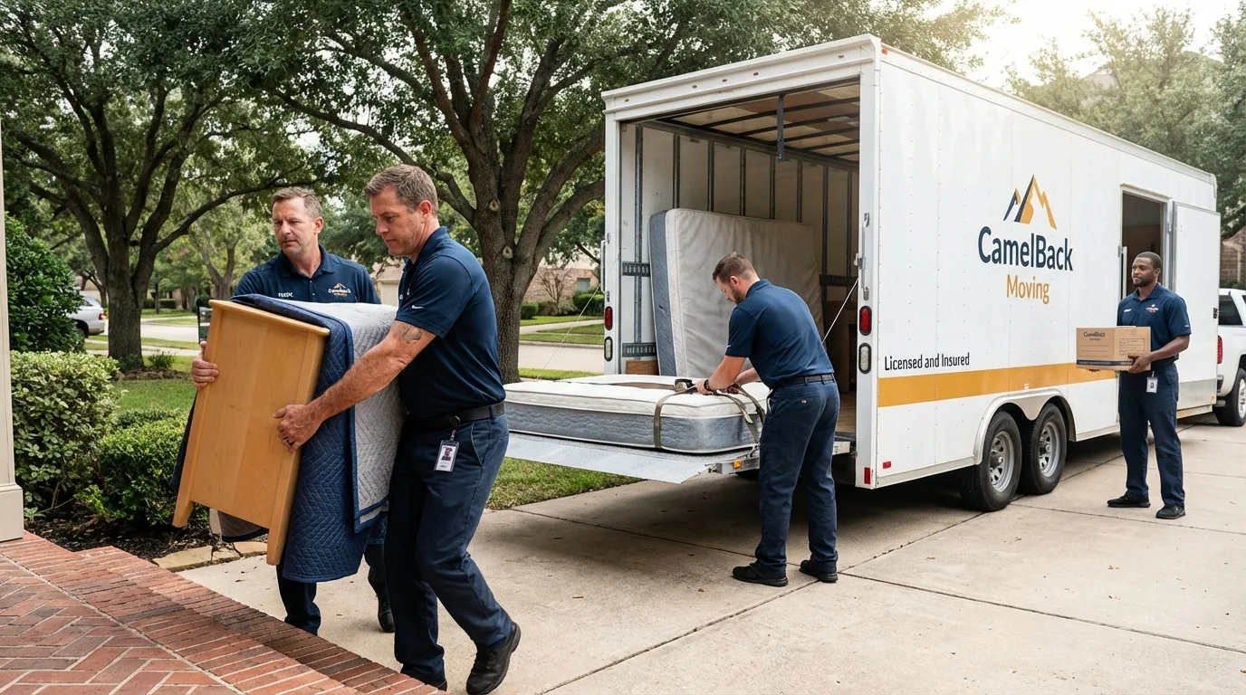 Crew loading residential truck for cross-state move from Skokie, IL