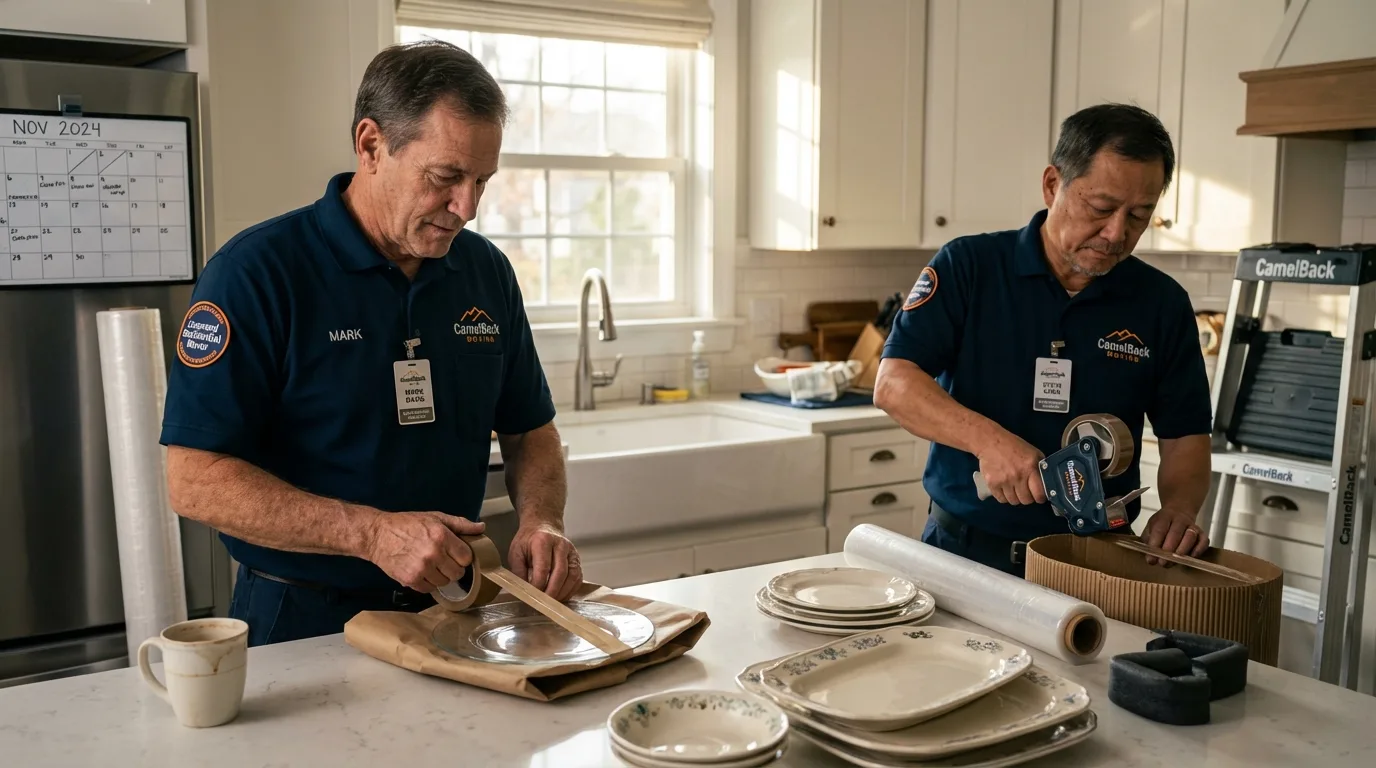 Professional crew packing kitchen dishware in Skokie, IL
